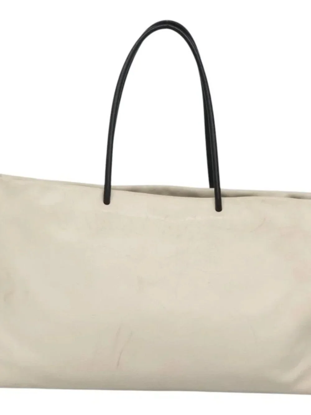 CHANEL Tote Bag Leather White Silver CC Auth ac3702